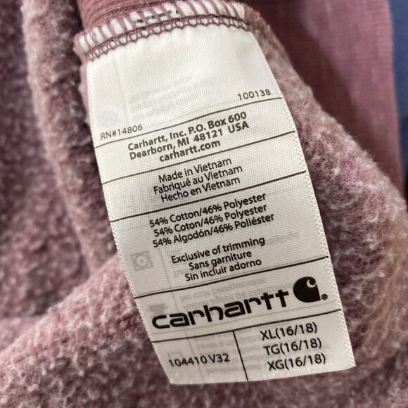 CARHARTT Pullover Sweatshirt XL Heavy Weight Fleece Maroon Crew Neck - Picture 7 of 8
